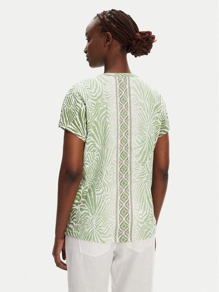 Olsen Bluzka 11105099 Zielony Regular Fit. Zielone bluzki damskie Olsen, bez wzorów, z bawełny, bez kołnierzyka, bez ramiączek. Za 239.99 zł.