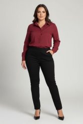 Eleganckie czarne spodnie Jeangaliny02 o kroju regular PLUS SIZE XXL OVERSIZE JESIEŃ. Czarne spodnie materiałowe damskie Moda Size Plus Iwanek, na jesień, bez wzorów, z bawełny, eleganckie, plus size. Za 199.90 zł.