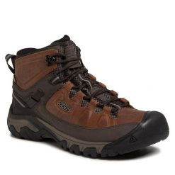 Trekkingi Keen. Brązowe botki męskie Keen, bez wzorów, sportowe, bez obcasa, bez zapięcia. Za 489.99 zł.