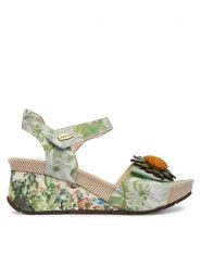 Laura Vita Sandały Barry 36 Zielony. Zielone sandały damskie Laura Vita, bez wzorów, ze skóry, bez obcasa, na koturnie, bez zapięcia. Za 439.99 zł.