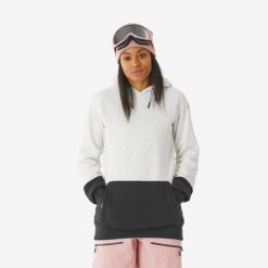 Bluza snowboardowa z kapturem damska Dreamscape zip. Białe bluzy damskie DREAMSCAPE, na zimę, s, bez wzorów, z bawełny, sportowe, bez ramiączek, z kapturem. Za 169.99 zł.