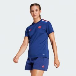 Koszulka France Rugby Home Supporter. Niebieskie bluzki damskie Adidas, s, bez wzorów, z materiału, sportowe, bez kołnierzyka, bez ramiączek. W wyprzedaży za 99.50 zł.