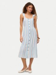 Vero Moda Sukienka letnia Linn 10322614 Błękitny Regular Fit. Niebieskie sukienki damskie Vero Moda, na lato, l, bez wzorów, ze lnu, bez kołnierzyka, bez ramiączek. Za 129.99 zł.