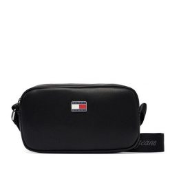 Torebka Tommy Jeans. Czarne listonoszki damskie Tommy Jeans, bez wzorów, z jeansu, bez dodatków. Za 369.99 zł.
