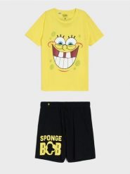 Bawełniana piżama dwuczęściowa z nadrukiem SpongeBob - wielobarwny. Piżamy męskie Sinsay, l, bez wzorów, z bawełny, bez kołnierzyka, bez ramiączek. Za 49.99 zł.