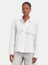HUGO Koszula Echinacea 50562585 Biały Oversize. Białe koszule damskie Hugo, bez wzorów, z wiskozy, bez kołnierzyka, bez ramiączek. Za 679.99 zł.
