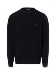 Fred Perry Sweter Mężczyźni Bawełna czarny, M. Czarne swetry męskie Fred Perry, m, bez wzorów, z bawełny, bez kołnierzyka, bez ramiączek. Za 799.95 zł.