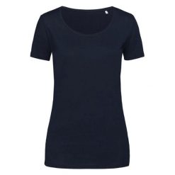 Koszulka Damska Finest Cotton T-shirt. Niebieskie bluzki damskie Stedman, bez wzorów, sportowe, bez kołnierzyka, bez ramiączek. Za 34.99 zł.