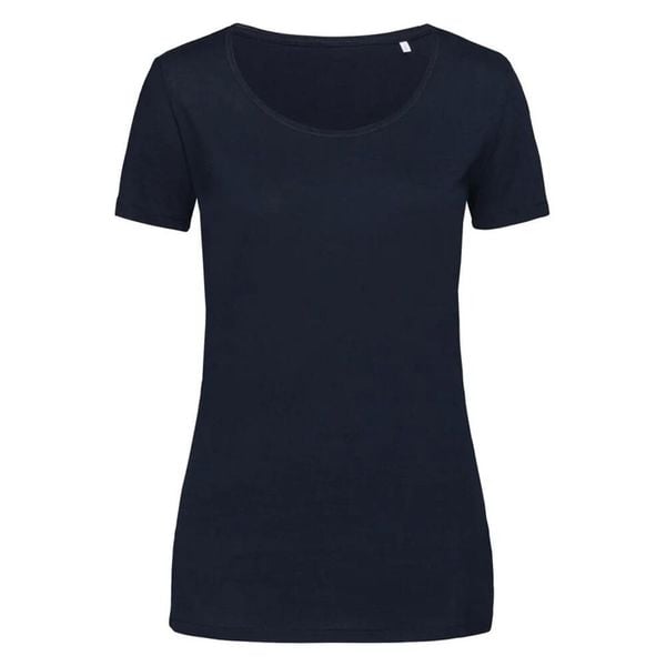 Koszulka Damska Finest Cotton T-shirt. Niebieskie bluzki damskie Stedman, bez wzorów, sportowe, bez kołnierzyka, bez ramiączek. Za 34.99 zł.