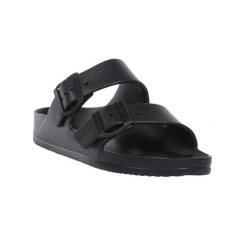 Klapki Damskie Lady Brooklyn. Czarne klapki damskie Regatta, bez wzorów, z materiału, z otwartym noskiem, bez obcasa, na obcasie, bez zapięcia. Za 88.99 zł.