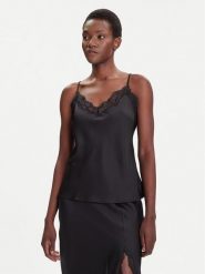 Calvin Klein Top LV044C101G Czarny Regular Fit. Czarne topy damskie Calvin Klein, l, bez wzorów, z syntetyku, bez kołnierzyka, bez ramiączek. Za 249.99 zł.