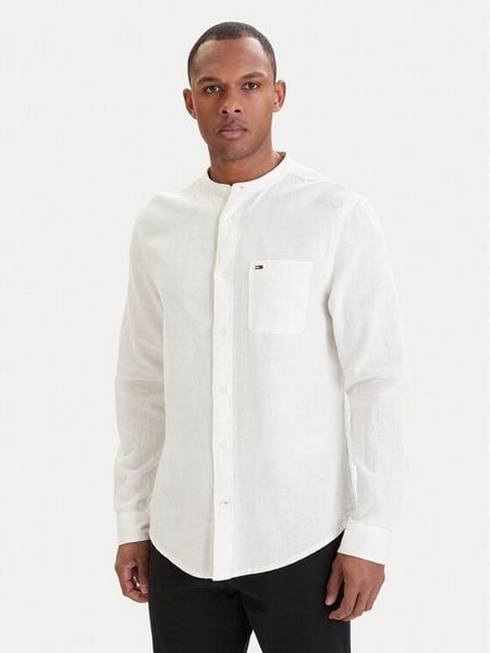 Tommy Jeans Koszula DM0DM22756 Biały Regular Fit. Białe koszule męskie Tommy Jeans, m, bez wzorów, z bawełny, bez kołnierzyka, bez ramiączek. Za 232.99 zł.