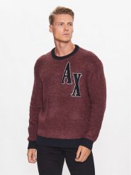 Armani Exchange Sweter 6RZM2B ZM3GZ 14AU Bordowy Regular Fit. Czerwone swetry męskie Armani Exchange, m, bez wzorów, z syntetyku, bez kołnierzyka, bez ramiączek. Za 359.99 zł.