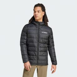 Kurtka Terrex Multi Light Down Hooded. Czarne kurtki męskie Adidas, s, bez wzorów, z materiału, sportowe, bez kaptura. W wyprzedaży za 349.50 zł.