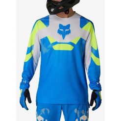 Bluza enduro męska Fox Ranger LS Jersey Tactile. Niebieskie bluzy męskie FOX, m, bez wzorów, z jersey, sportowe, bez ramiączek, bez kaptura. Za 247.49 zł.