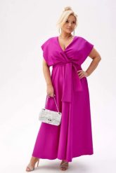 Elegancka amarantowa sukienka Flavia na wesele PLUS SIZE XXL. Czerwone sukienki damskie Moda Size Plus Iwanek, na imprezę, plus size, bez wzorów, z elastanu, eleganckie, bez kołnierzyka, plus size, bez ramiączek, mini, kopertowe. Za 429.90 zł.