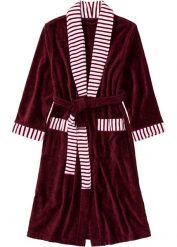 Szlafrok z frotte. Czerwone szlafroki damskie bonprix, z aplikacjami, z bawełny, bez ramiączek, bez kaptura. Za 139.99 zł.