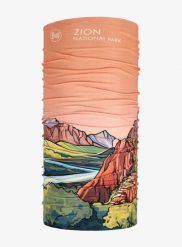 Chusta wielofunkcyjna Buff Coolnet UV National Parks - zion. Brązowe szaliki męskie Buff, bez wzorów, z elastanu. Za 84.99 zł.