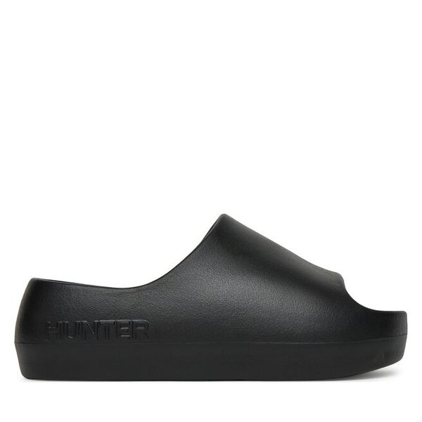 Klapki Hunter. Czarne klapki damskie Hunter, bez wzorów, bez obcasa, bez zapięcia. Za 99.99 zł.