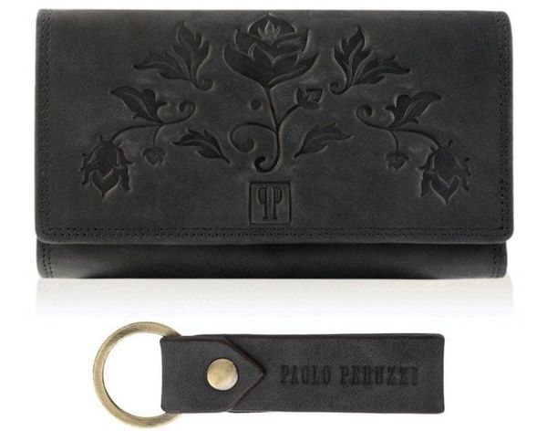 Zestaw prezentowy dla kobiet ZUP-95-BL portfel damski skórzany T-05-BL breloczek do kluczy T-87-HBL. Portfele damskie Paolo Peruzzi. Za 168.93 zł.