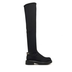 Muszkieterki LOVE MOSCHINO. Czarne kozaki damskie Love Moschino, bez wzorów, bez obcasa, na płaskiej podeszwie, bez zapięcia. Za 1,099.00 zł.