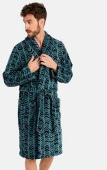 Szlafrok męski polarowy L746307- XXL długi zielony jodełka. Zielone bluzy męskie Massana Homewear, l, bez wzorów, z polaru, bez ramiączek, bez kaptura. Za 581.10 zł.