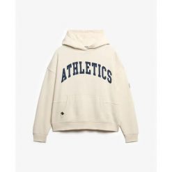 Bluza damska z kapturem Superdry Athletic Essentials. Białe bluzy damskie Superdry, bez wzorów, eleganckie, bez ramiączek, z kapturem. Za 284.00 zł.