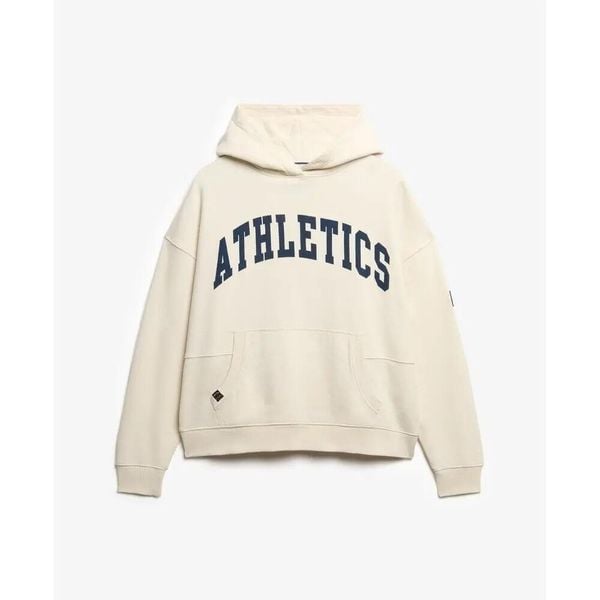 Bluza damska z kapturem Superdry Athletic Essentials. Białe bluzy damskie Superdry, m, z aplikacjami, eleganckie, bez ramiączek, z kapturem. Za 280.40 zł.