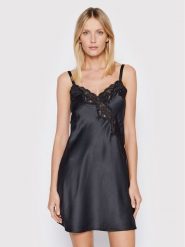 Lauren Ralph Lauren Koszula nocna ILN31684 Czarny Regular Fit. Czarne koszule nocne damskie Lauren Ralph Lauren, bez wzorów, z syntetyku, bez ramiączek. Za 339.99 zł.
