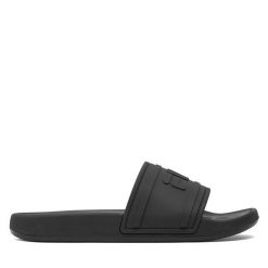 Klapki Fila. Czarne klapki damskie Fila, bez wzorów, sportowe, bez obcasa, bez zapięcia. Za 119.99 zł.