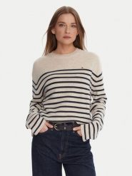 Tommy Hilfiger Sweter WW0WW46438 Écru Regular Fit. Swetry nierozpinane damskie Tommy Hilfiger, s, bez wzorów, z wełny, bez kołnierzyka, bez ramiączek. Za 559.99 zł.