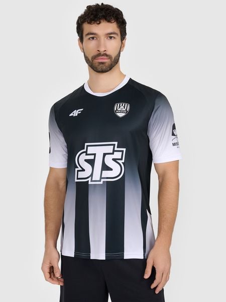 4F Koszulka klubowa domowa z sezonu 2025/26 z możliwością personalizacji męska 4F x Mazur Radzymin - czarna XS. Czarne t-shirty męskie 4F, l, bez wzorów, z dzianiny, bez kołnierzyka, bez ramiączek. Za 269.99 zł.