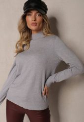 Jasnoszary Sweter Klasyczny z Dodatkiem Wiskozy Nerisoa. Szare swetry nierozpinane damskie Renee, m, bez wzorów, z wiskozy, casualowe, bez kołnierzyka, bez ramiączek. Za 49.99 zł.