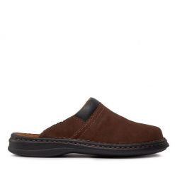 Klapki Josef Seibel. Brązowe klapki męskie Josef Seibel, bez wzorów, bez zapięcia. Za 344.99 zł.