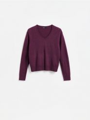 Sweter z wełny merino - burgundowy. Czerwone swetry nierozpinane damskie Reserved, l, bez wzorów, z wełny, bez kołnierzyka, bez ramiączek. Za 169.99 zł.