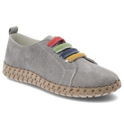 Półbuty damskie Vinceza, ze skóry naturalnej zamszowej kolorowe gumki elastyczne lekka elastyczna podeszwa casual, szare, 95377. Szare półbuty damskie VINCEZA, bez wzorów, z materiału, casualowe, bez obcasa, na płaskiej podeszwie, bez zapięcia. Za 134.90 zł.