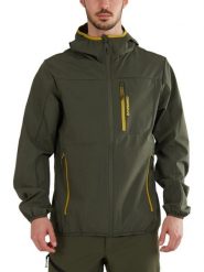 Kurtka softshellowa męska Fundango Alloy Hooded Softshell. Zielone kurtki męskie FUNDANGO, m, bez wzorów, z materiału, z kapturem, trekkingowe. Za 599.00 zł.