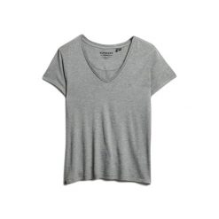 Bluzka T-shirt z haftem dla kobiet Superdry Studios. Szare bluzki damskie Superdry, bez wzorów, bez kołnierzyka, bez ramiączek. W wyprzedaży za 124.60 zł.