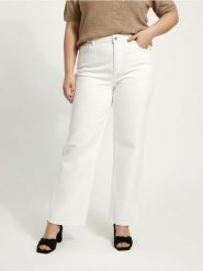 Jeansy wide leg z efektem sprania Plus size - biały. Białe jeansy damskie Sinsay, bez wzorów, z jeansu, plus size. Za 79.99 zł.