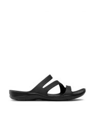 Crocs Klapki Swiftwater Sandal W 203998 Czarny. Czarne klapki damskie Crocs, bez wzorów, z tworzywa sztucznego, bez obcasa, bez zapięcia. Za 129.99 zł.