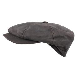 Czapka z guzikami ze skóry Nappa Horka. Brązowe czapki damskie Horka, bez wzorów, z nubiku. Za 378.00 zł.