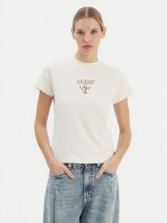 Guess T-Shirt V4YI21 KCDH1 Écru Regular Fit. T-shirty damskie Guess, xxs, z aplikacjami, z bawełny, bez kołnierzyka, bez ramiączek. Za 159.99 zł.