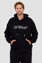 OFF-WHITE Czarna bluza Big Bookish Skate Hoodie White. Czarne bluzy męskie OFF-WHITE, m, bez wzorów, bez kaptura. W wyprzedaży za 1,999.99 zł.