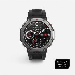 Zegarek smartwatch Amazfit T-Rex 3 Black HYROX. Czarne zegarki męskie Amazfit, bez wzorów, z materiału, szklane. Za 989.99 zł.