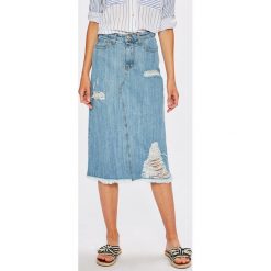 Answear - Spódnica Boho Bandit. Niebieskie spódnice damskie ANSWEAR, na co dzień, s, bez wzorów, z bawełny, boho, midi, proste. W wyprzedaży za 89.90 zł.