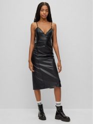 Hugo Sukienka z imitacji skóry Kabarelle-1 50493523 Czarny Regular Fit. Czarne sukienki damskie Hugo, bez wzorów, ze skóry, bez kołnierzyka, bez ramiączek. Za 919.99 zł.