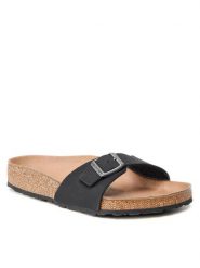 Birkenstock Klapki Madrid Bs 1019969 Czarny. Czarne klapki damskie Birkenstock, bez wzorów, ze skóry, bez obcasa, bez zapięcia. Za 399.99 zł.