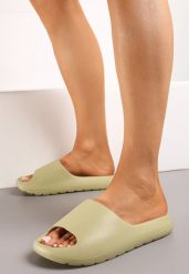 Zielone Casualowe Klapki w Stylu Japonek z Lekkiej Pianki Calanthea. Zielone klapki damskie Renee, bez wzorów, eleganckie, bez obcasa, bez zapięcia. W wyprzedaży za 26.24 zł.