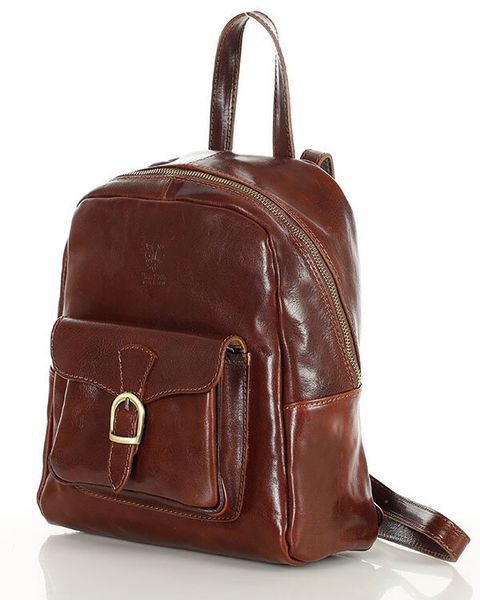 Elegancki plecak damski skórzany premium MARCO MAZZINI brązowy PL67c. Brązowe plecaki damskie bez wzorów, z bawełny, biznesowe. Za 398.00 zł.