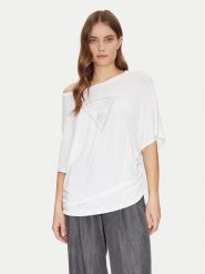 Guess T-Shirt E4GI00 K68D2 Biały Regular Fit. Białe t-shirty damskie Guess, m, z aplikacjami, z wiskozy, bez kołnierzyka, bez ramiączek. Za 119.99 zł.